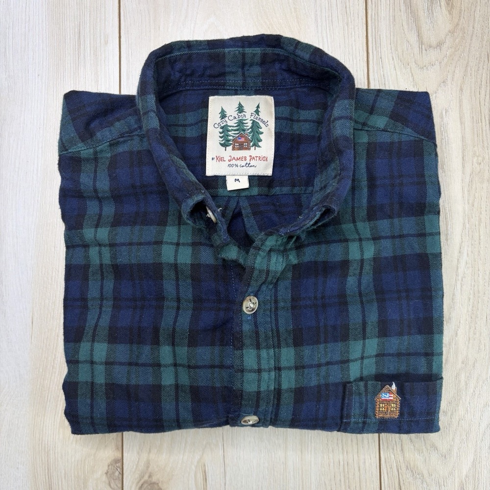 Cozy Cabin Flannels By Kiel James Patrick Button Up Shirt Mens Size Medium Plaid